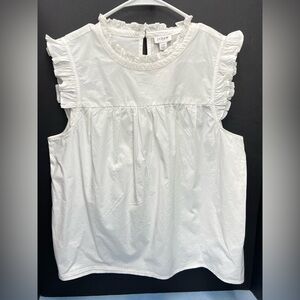 NWT J.Crew Ruffle Poplin Sleeveless Top White